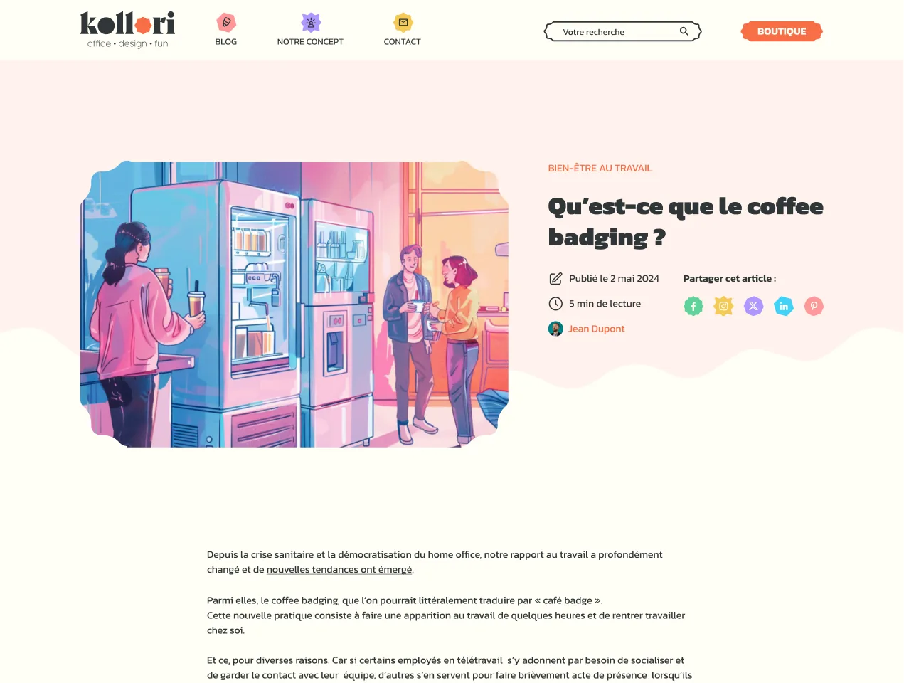 Mockup of the same article, illustrated and in colour